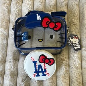 ❤️NEW!!!❤️Exclusively BEAUTIFUL DODGERS Hello Kitty Clear Bag w/ coin pouch set.